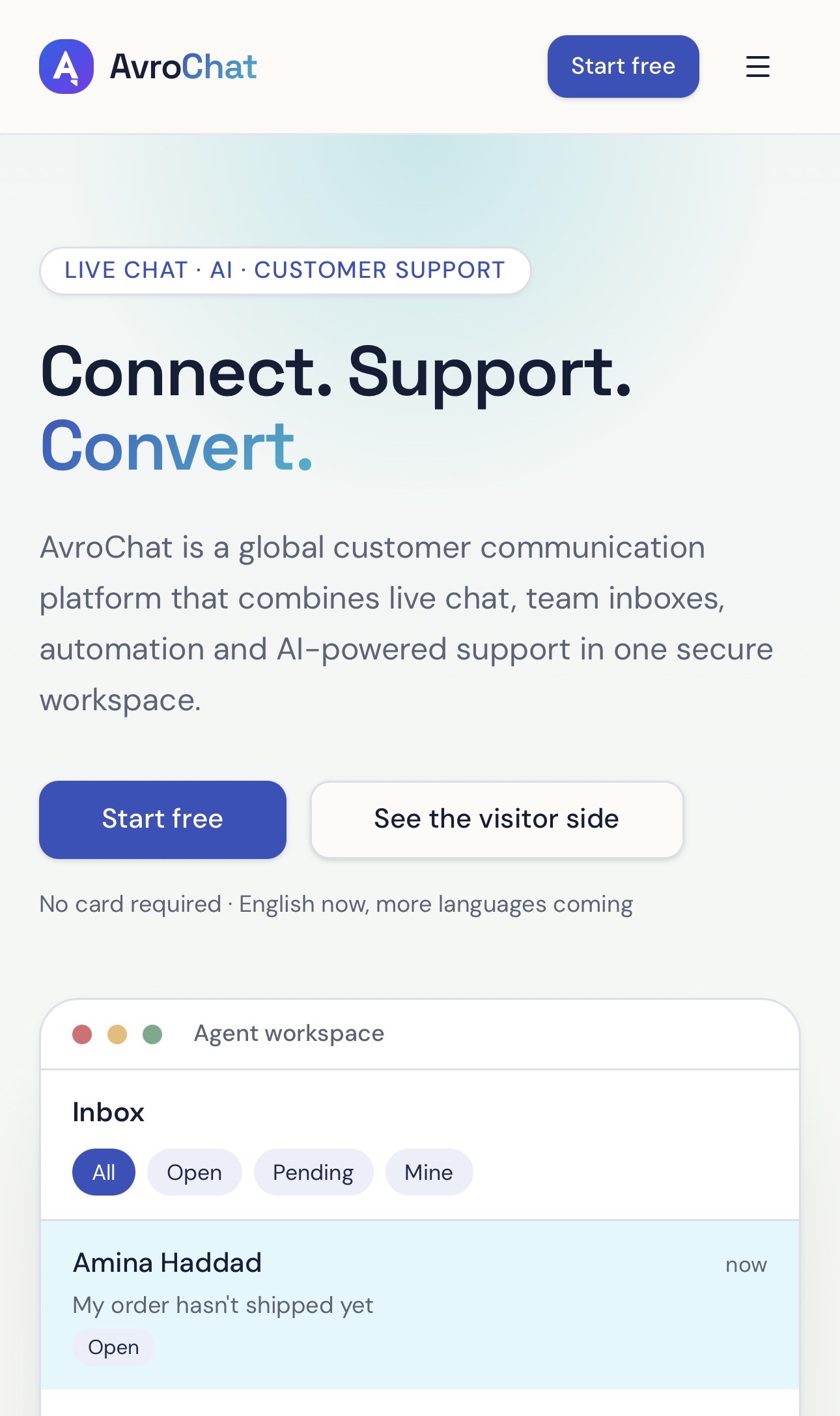 AvroChat mobile view 2 mobile preview